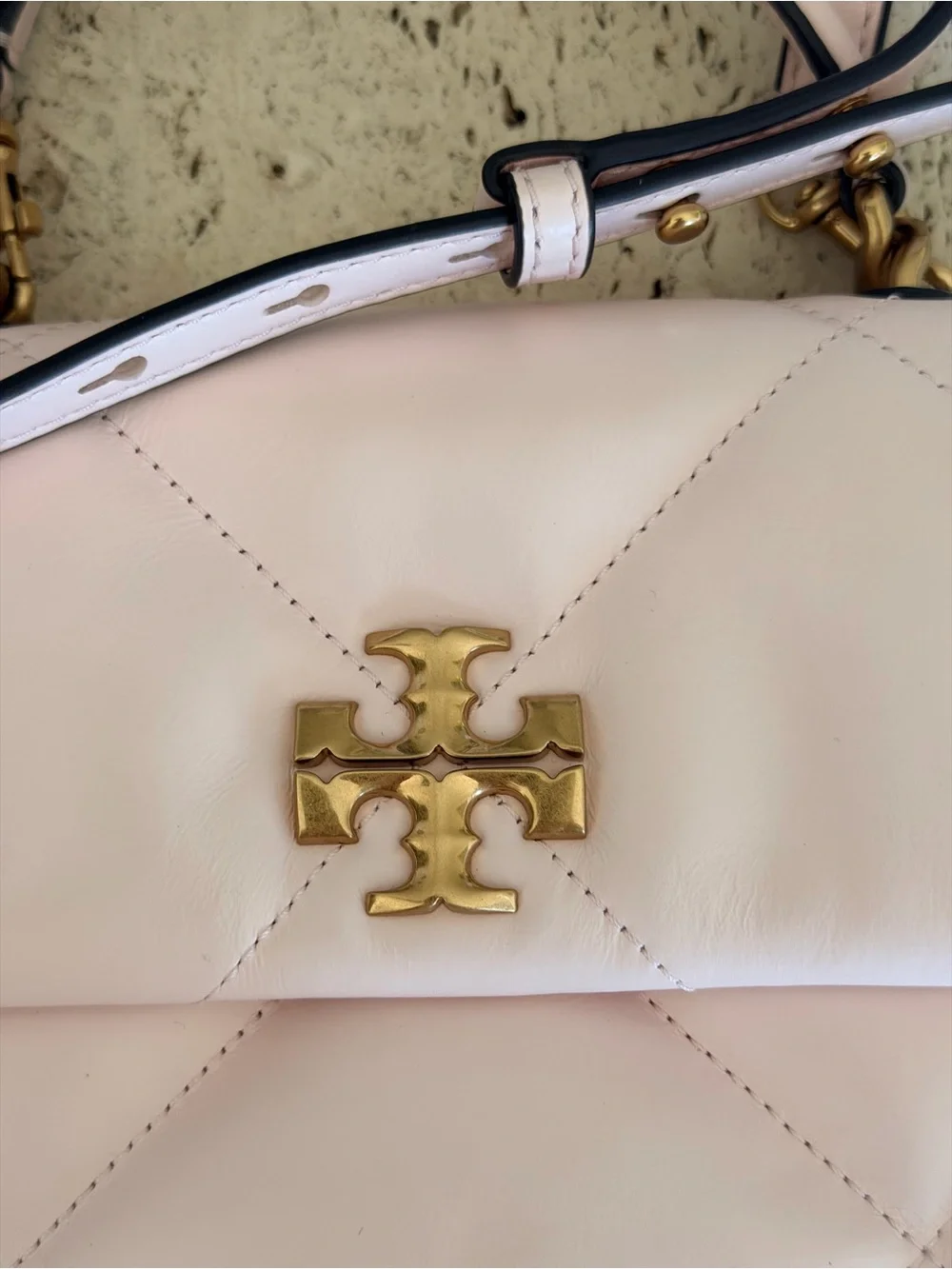 Tory Burch Quilted Top-Handle Crossbody Bag in Pale Pink